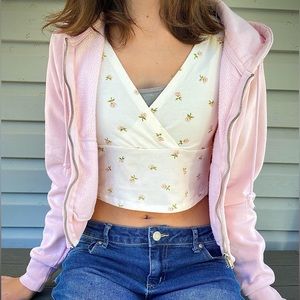Brandy Melville pink crop hoodie